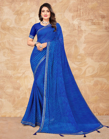 Blue Chiffon Printed Saree | Leemboodi
