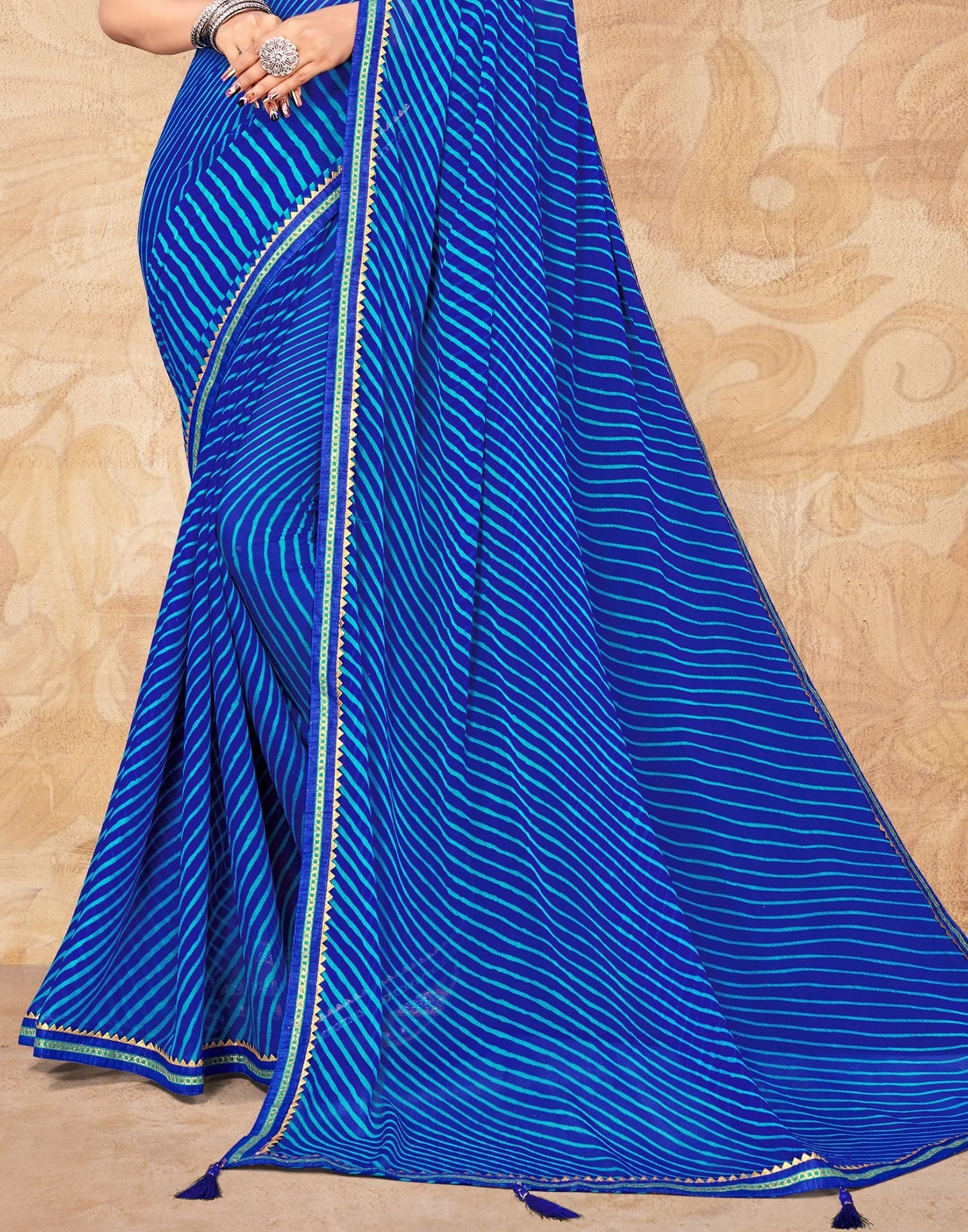 Blue Chiffon Printed Saree | Leemboodi