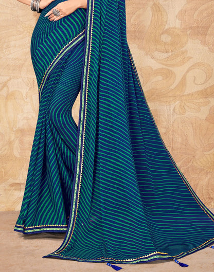 Navy Blue Chiffon Printed Saree | Leemboodi
