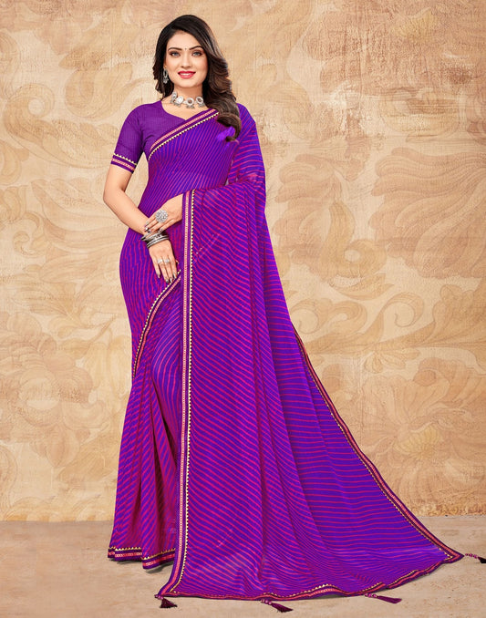 Purple Chiffon Printed Saree | Leemboodi