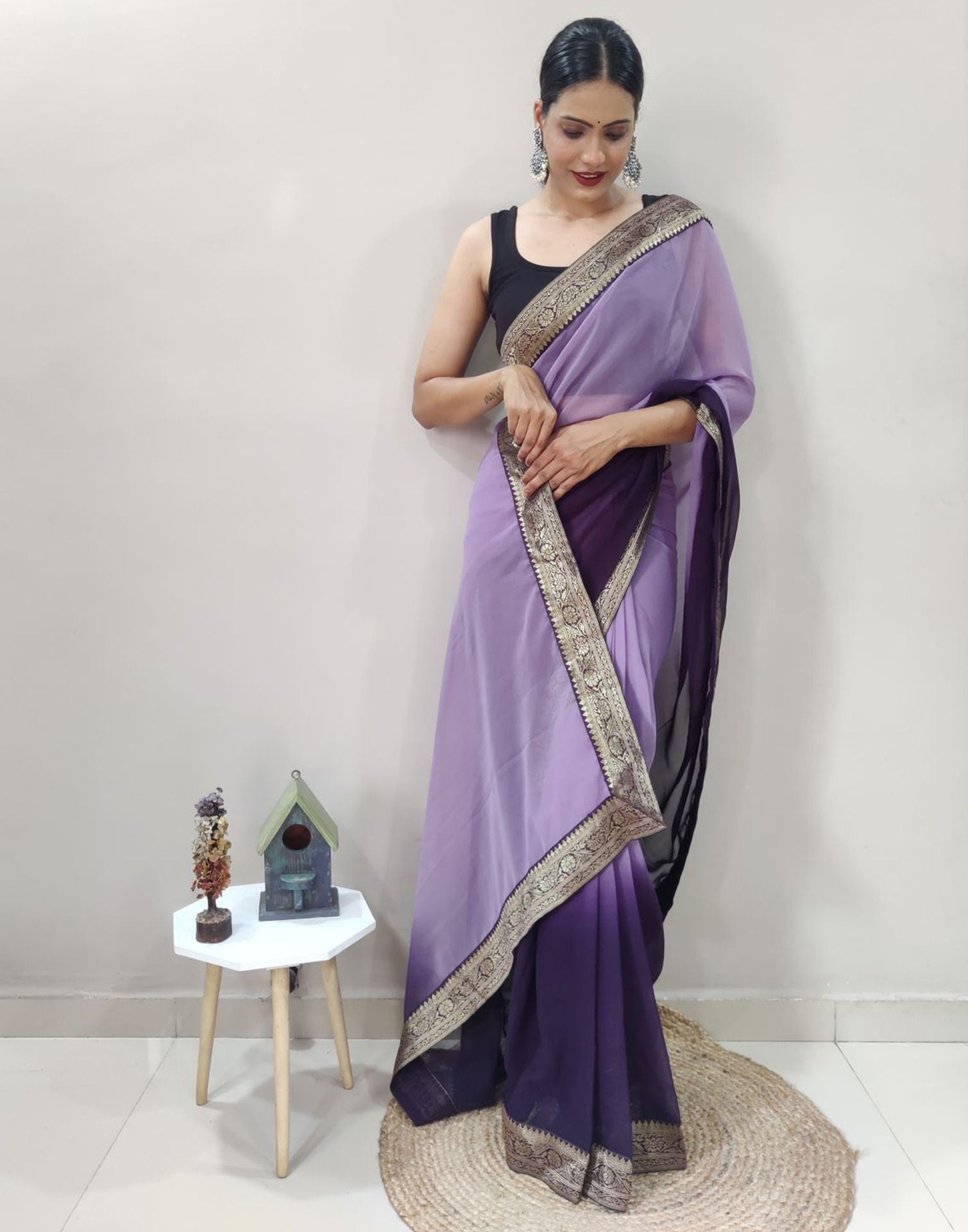 Purple Plain Saree | Sudathi