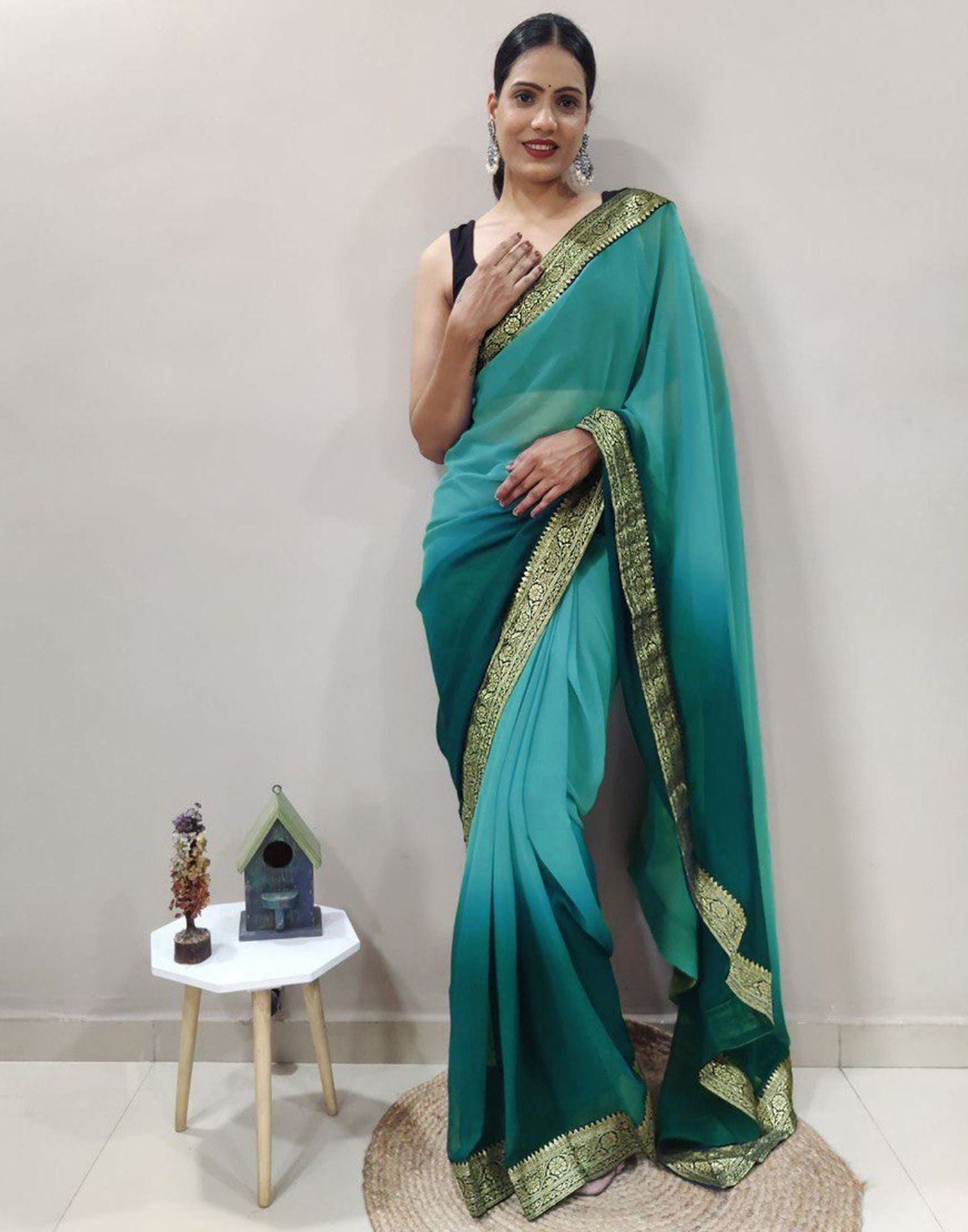 Green Plain Saree | Sudathi