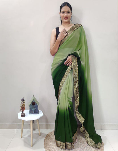 Olive Green Plain Saree | Sudathi