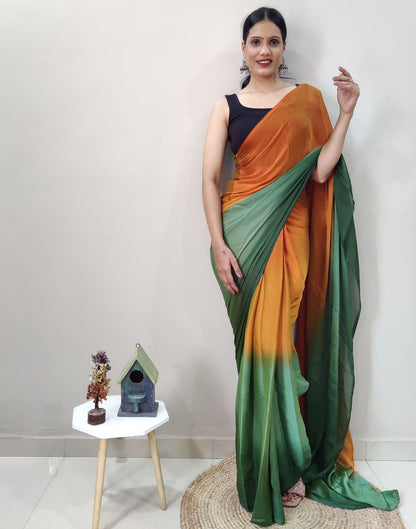 Mustard Chiffon Pre-draped Saree | Sudathi