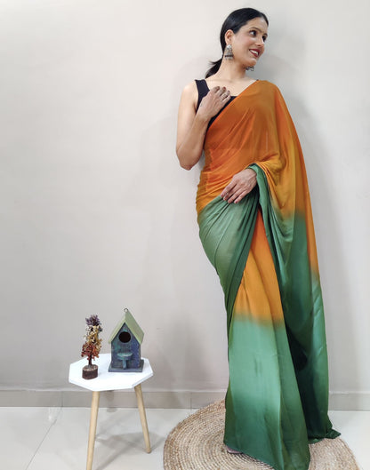 Mustard Chiffon Pre-draped Saree | Sudathi