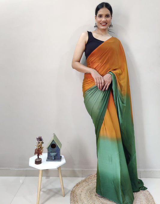 Mustard Chiffon Pre-draped Saree | Sudathi