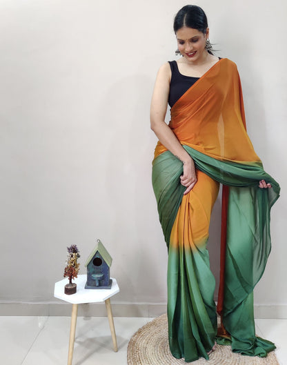 Mustard Chiffon Pre-draped Saree | Sudathi