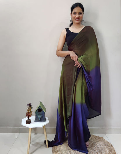 Green Chiffon Pre-draped Saree | Sudathi