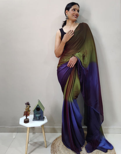 Green Chiffon Pre-draped Saree | Sudathi