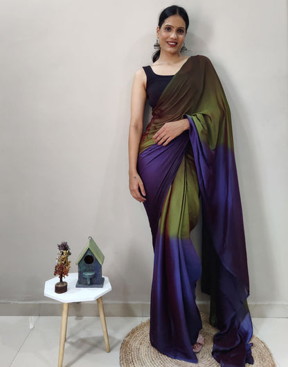 Green Chiffon Pre-draped Saree | Sudathi