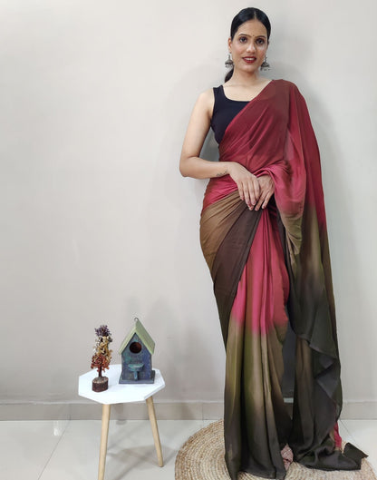 Maroon Chiffon Pre-draped Saree | Sudathi