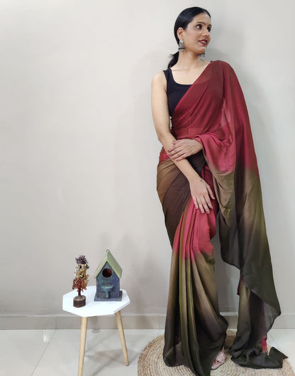 Maroon Chiffon Pre-draped Saree | Sudathi