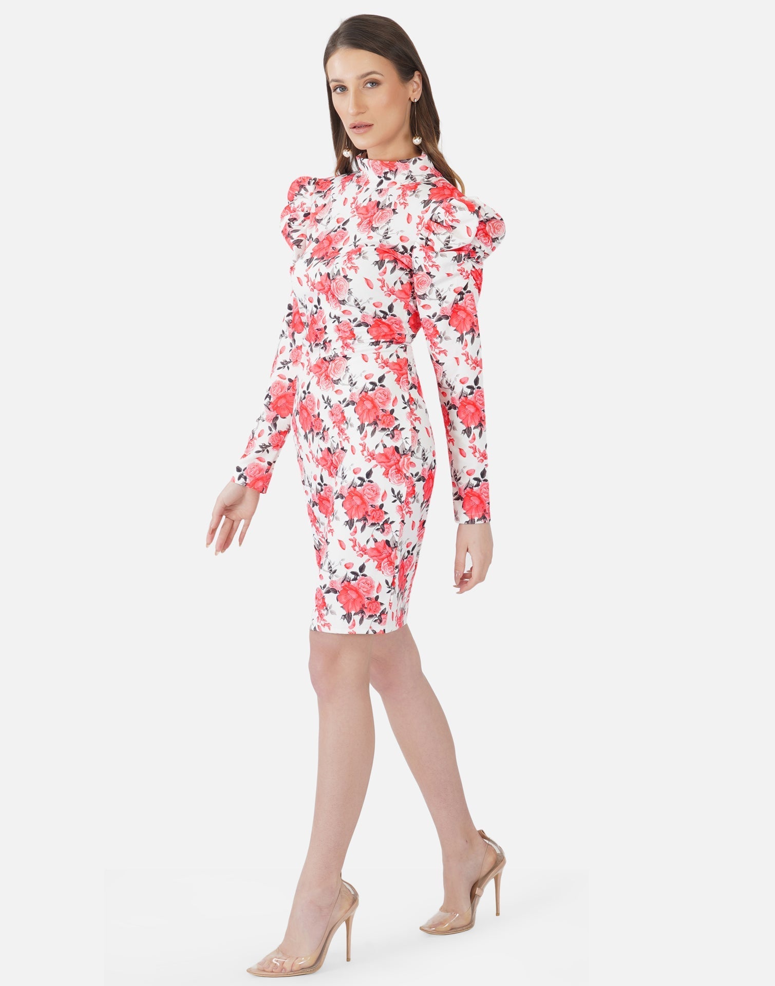 Pink and White Printed Bodycon | Sudathi