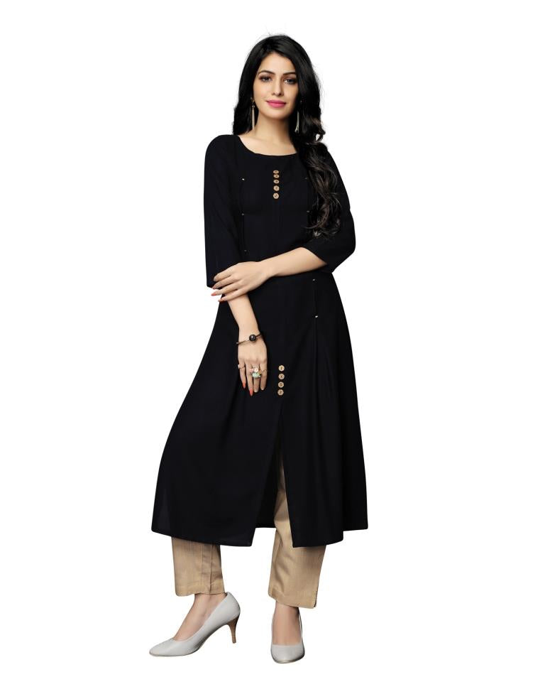 Black Solid Rayon Kurti | Sudathi