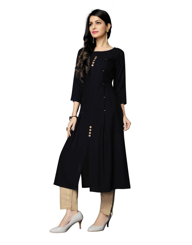 Black Solid Rayon Kurti | Sudathi
