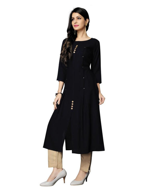 Black Solid Rayon Kurti | Sudathi