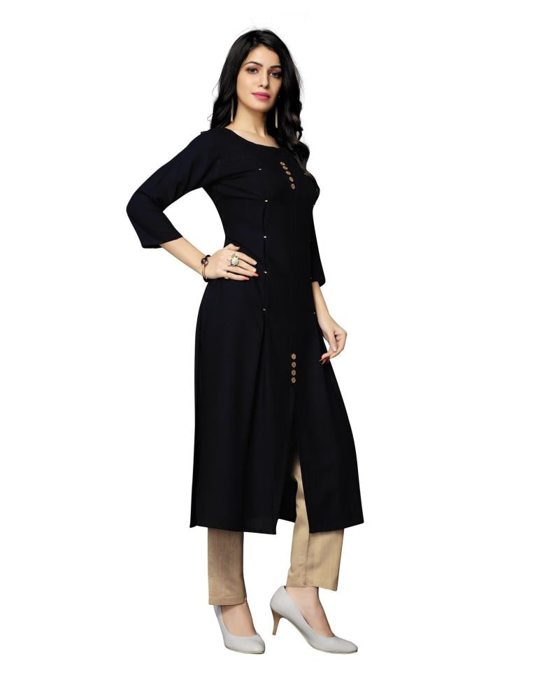 Black Solid Rayon Kurti | Sudathi