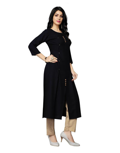 Black Solid Rayon Kurti | Sudathi