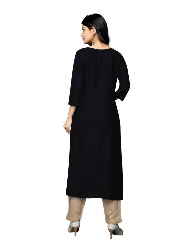 Black Solid Rayon Kurti | Sudathi