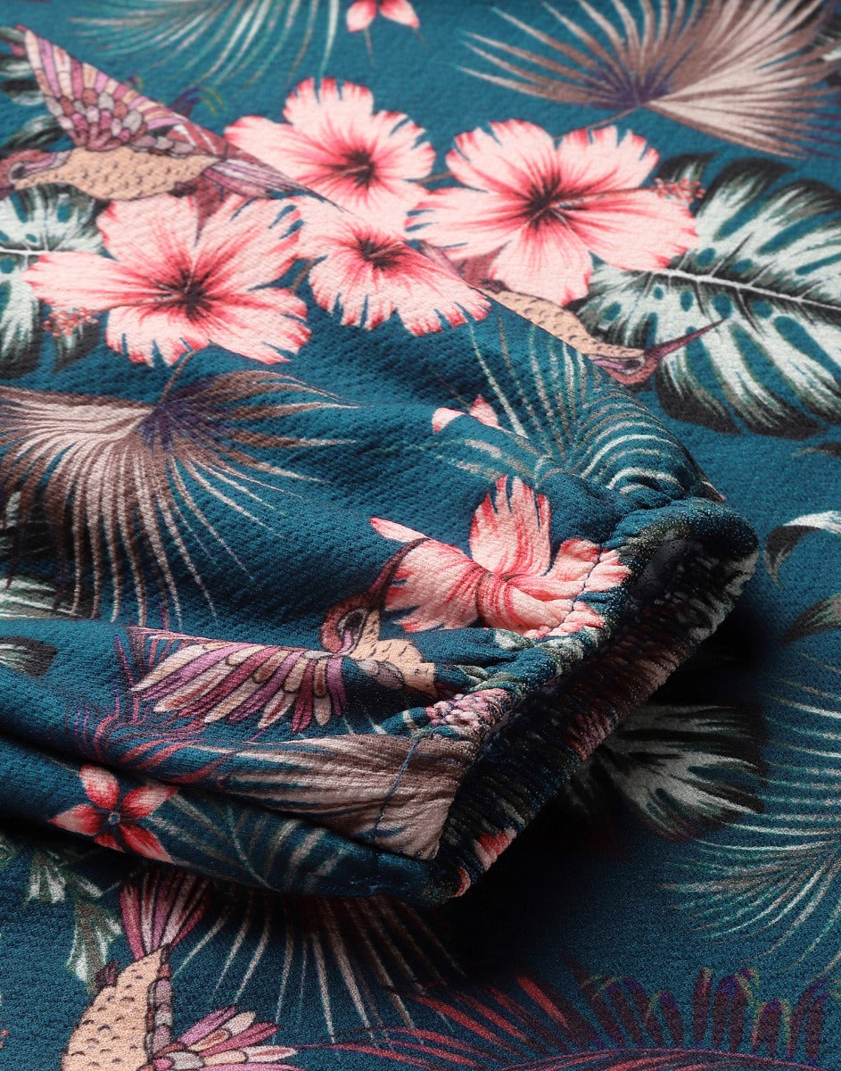 Navy Blue Printed Bodycon | Sudathi