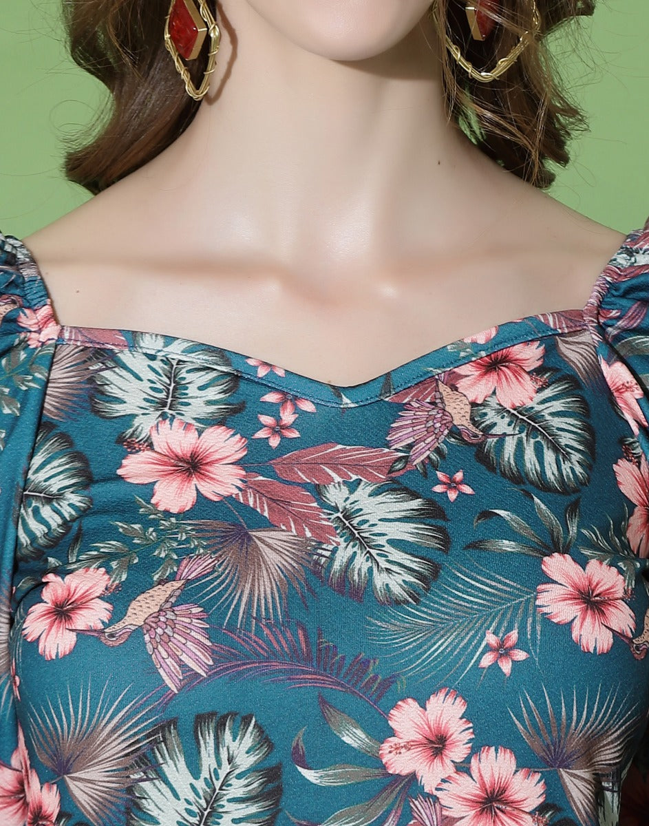 Navy Blue Printed Bodycon | Sudathi