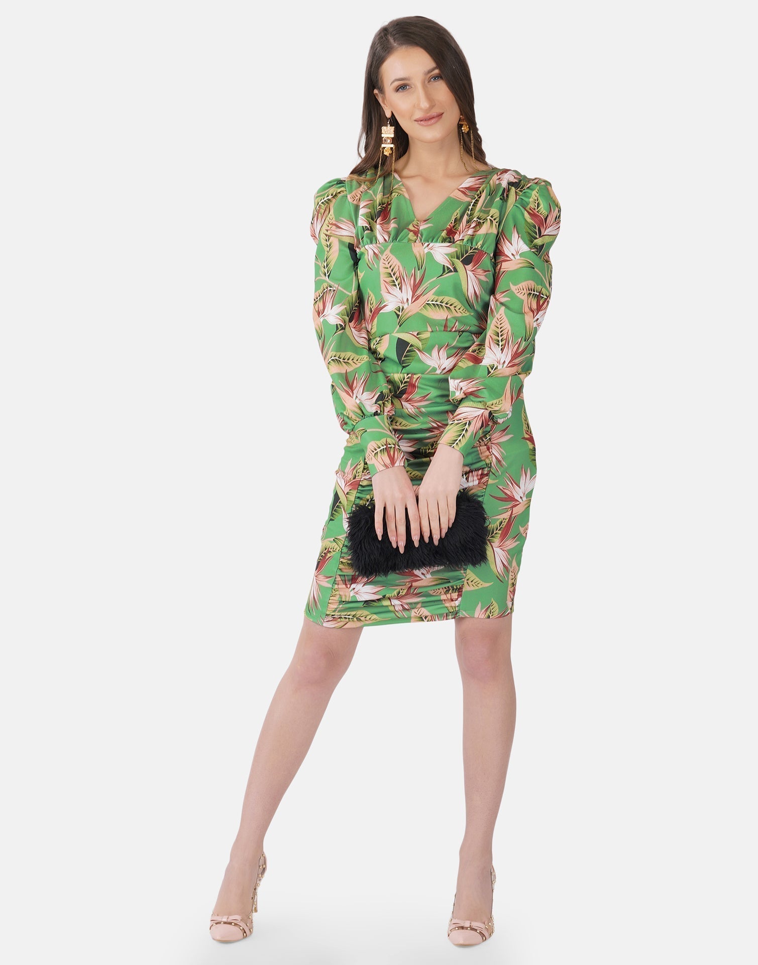 Apple Green Printed Bodycon | Sudathi