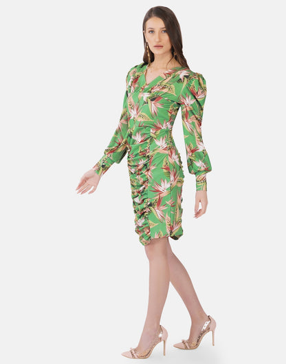 Apple Green Printed Bodycon | Sudathi