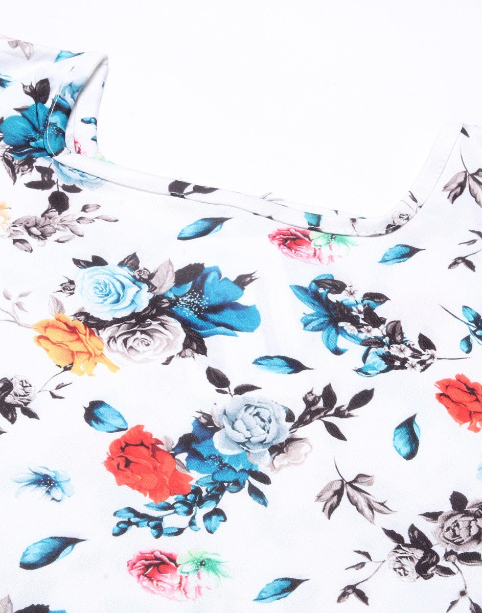 White and Multicoloured Printed Bodycon | Sudathi