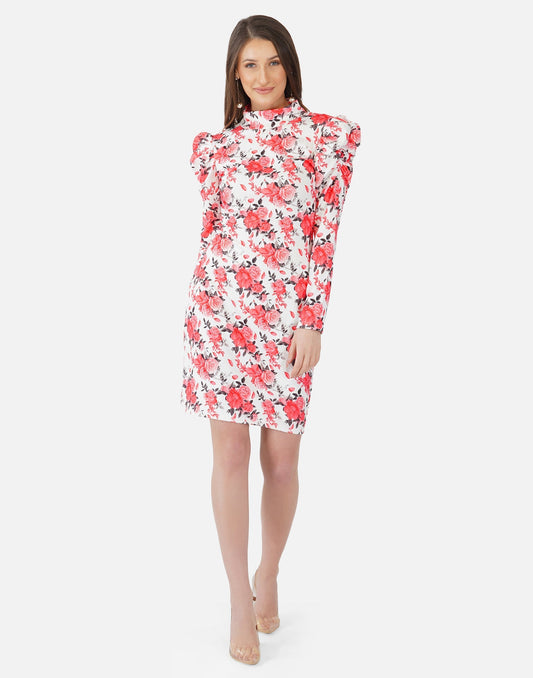 Pink and White Printed Bodycon | Sudathi