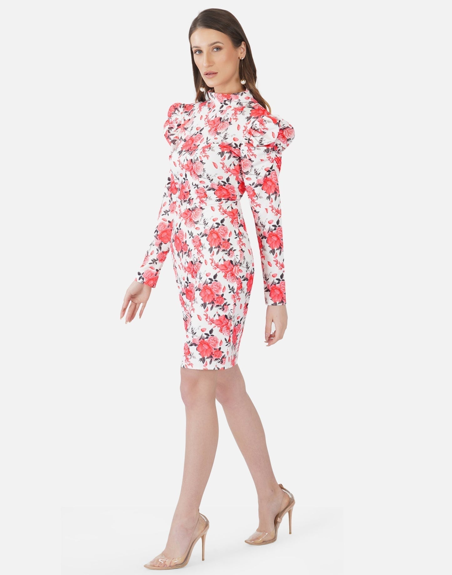 Pink and White Printed Bodycon | Sudathi