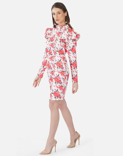 Pink and White Printed Bodycon | Sudathi