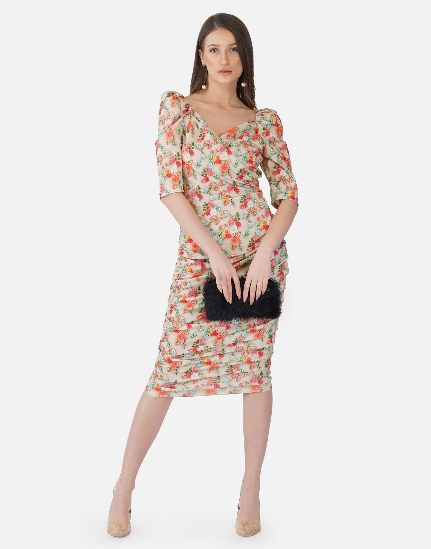 Beige Printed Bodycon | Sudathi