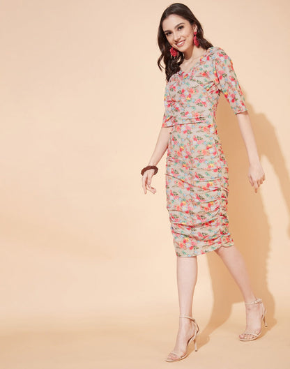 Beige Printed Bodycon | Sudathi