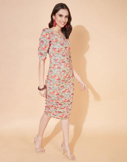 Beige Printed Bodycon | Sudathi
