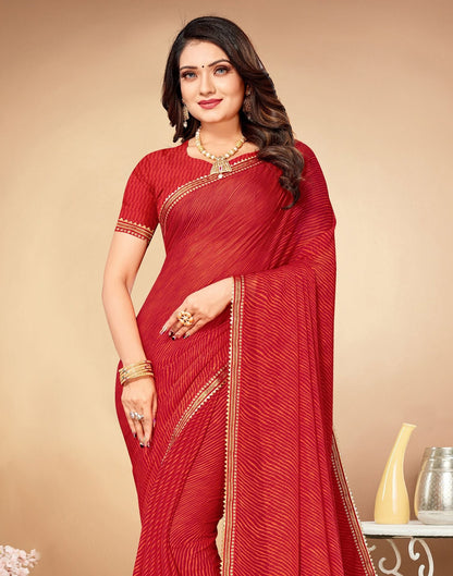 Red Printed Saree | Leemboodi