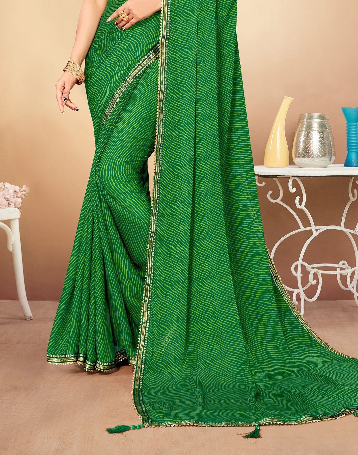Green Printed Saree | Leemboodi
