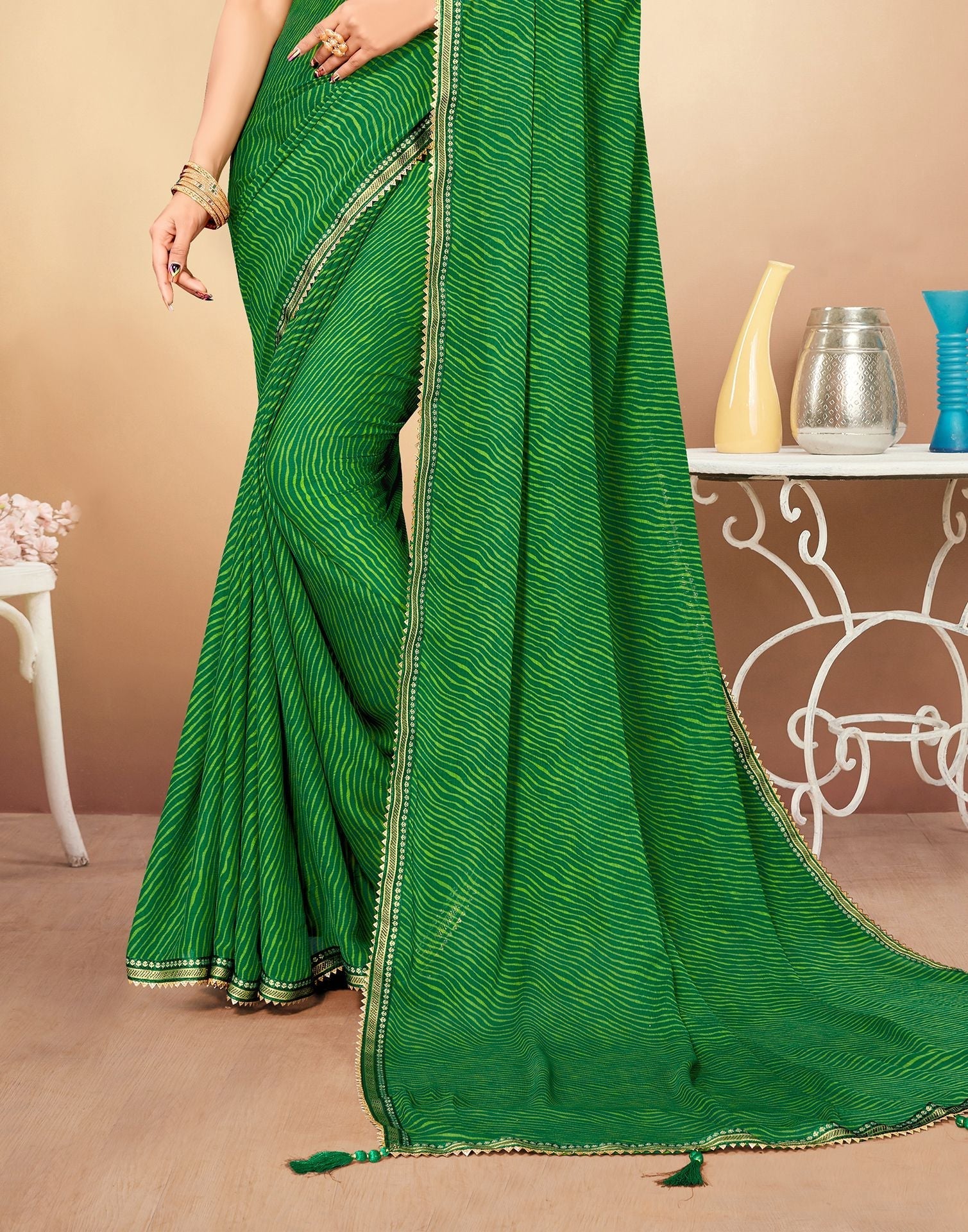 Green Printed Saree | Leemboodi