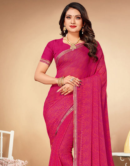 Rani Pink Printed Saree | Leemboodi