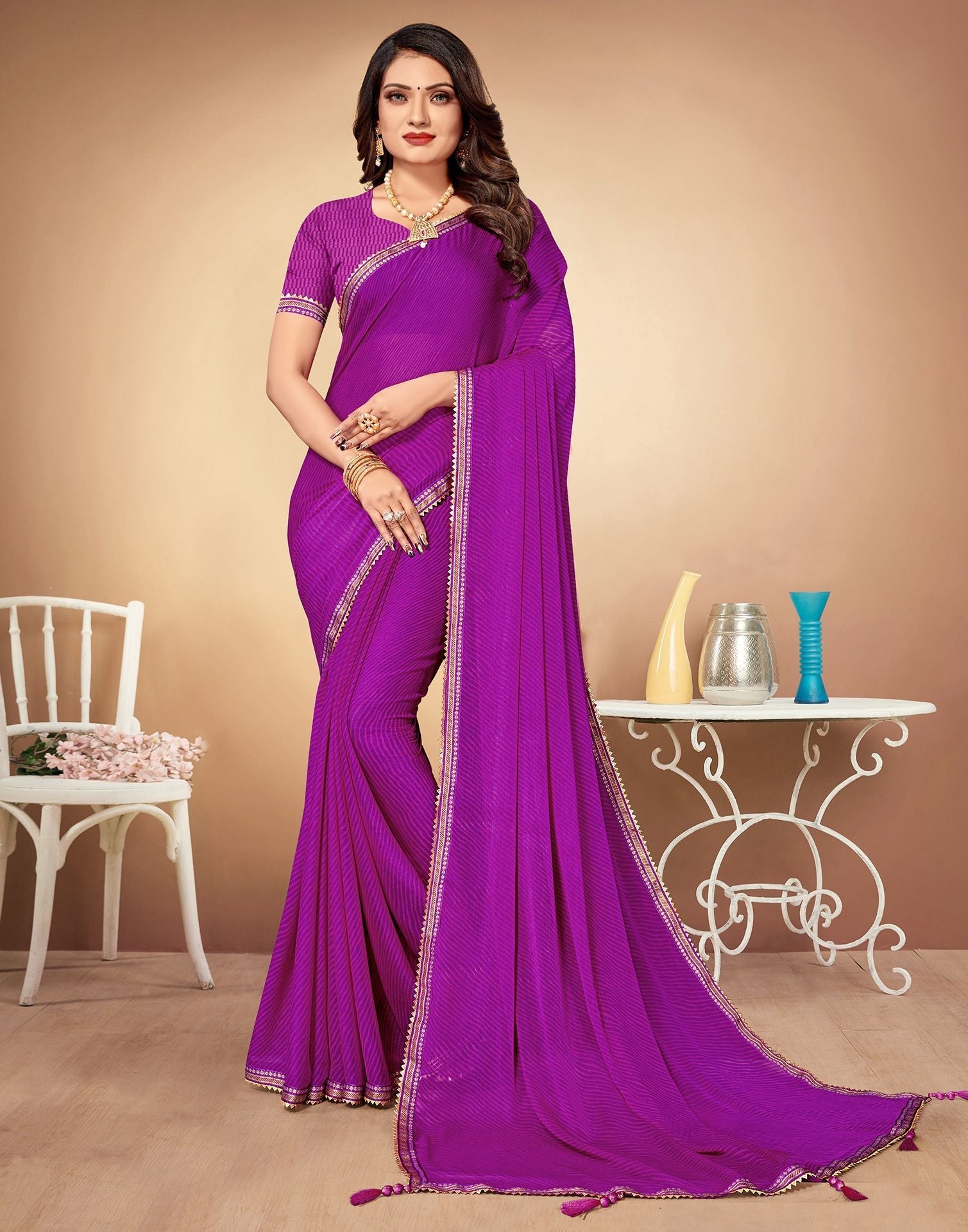 Purple Printed Saree | Leemboodi