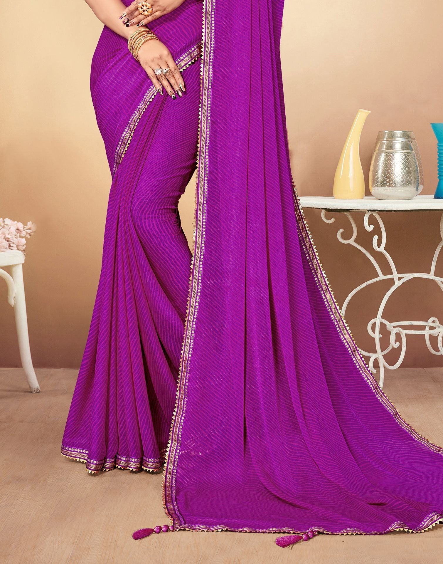 Purple Printed Saree | Leemboodi