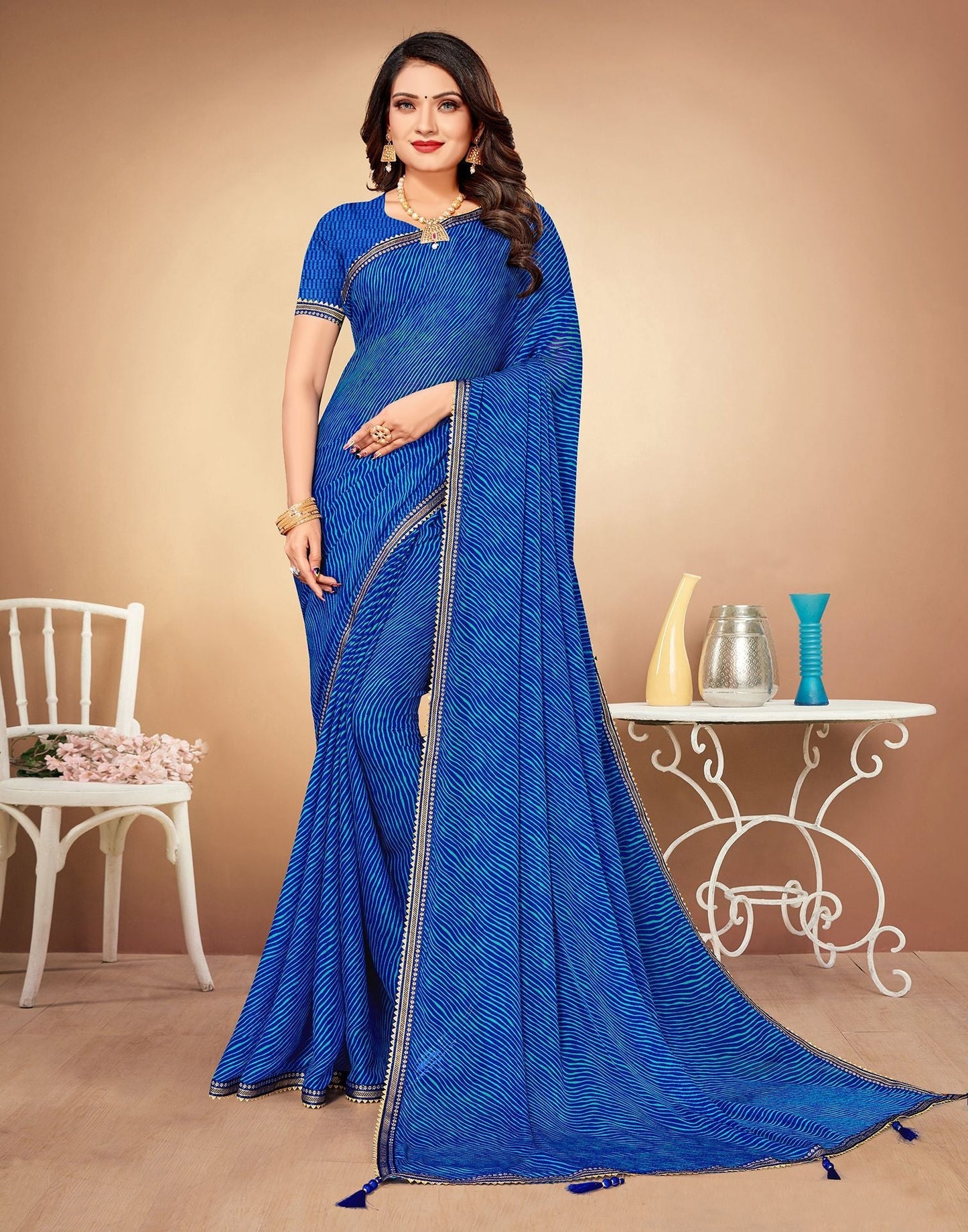 Blue Printed Saree | Leemboodi