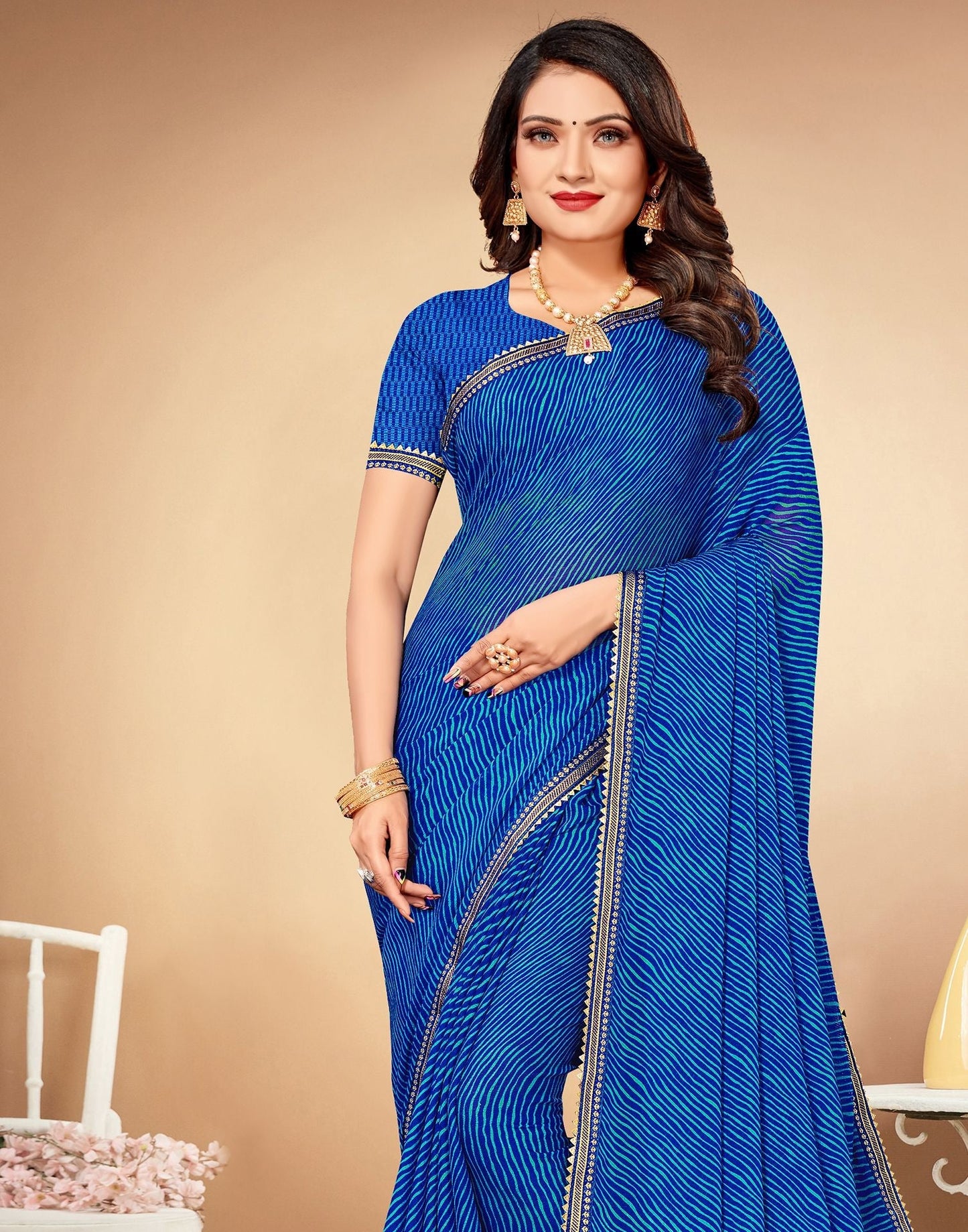 Blue Printed Saree | Leemboodi