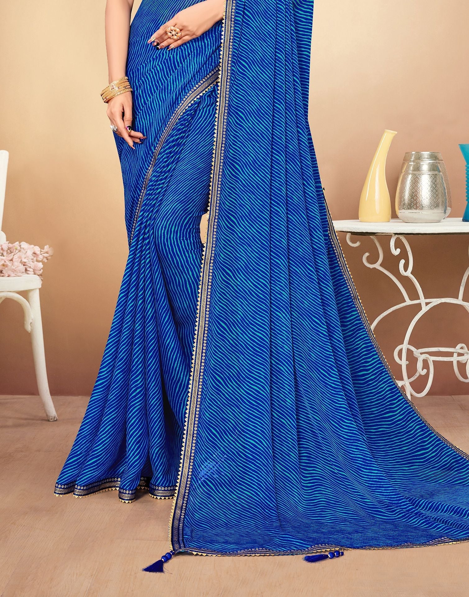 Blue Printed Saree | Leemboodi