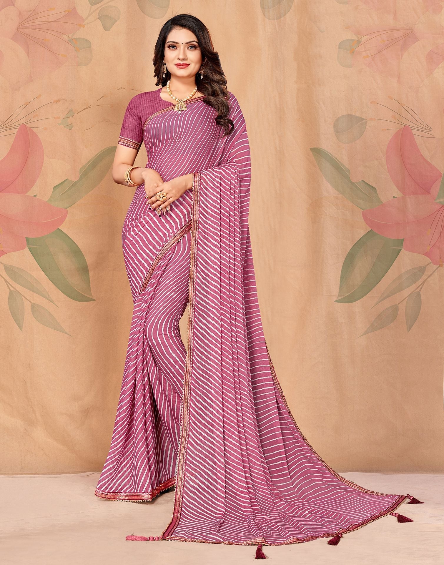 Dusty Pink Printed Saree | Leemboodi