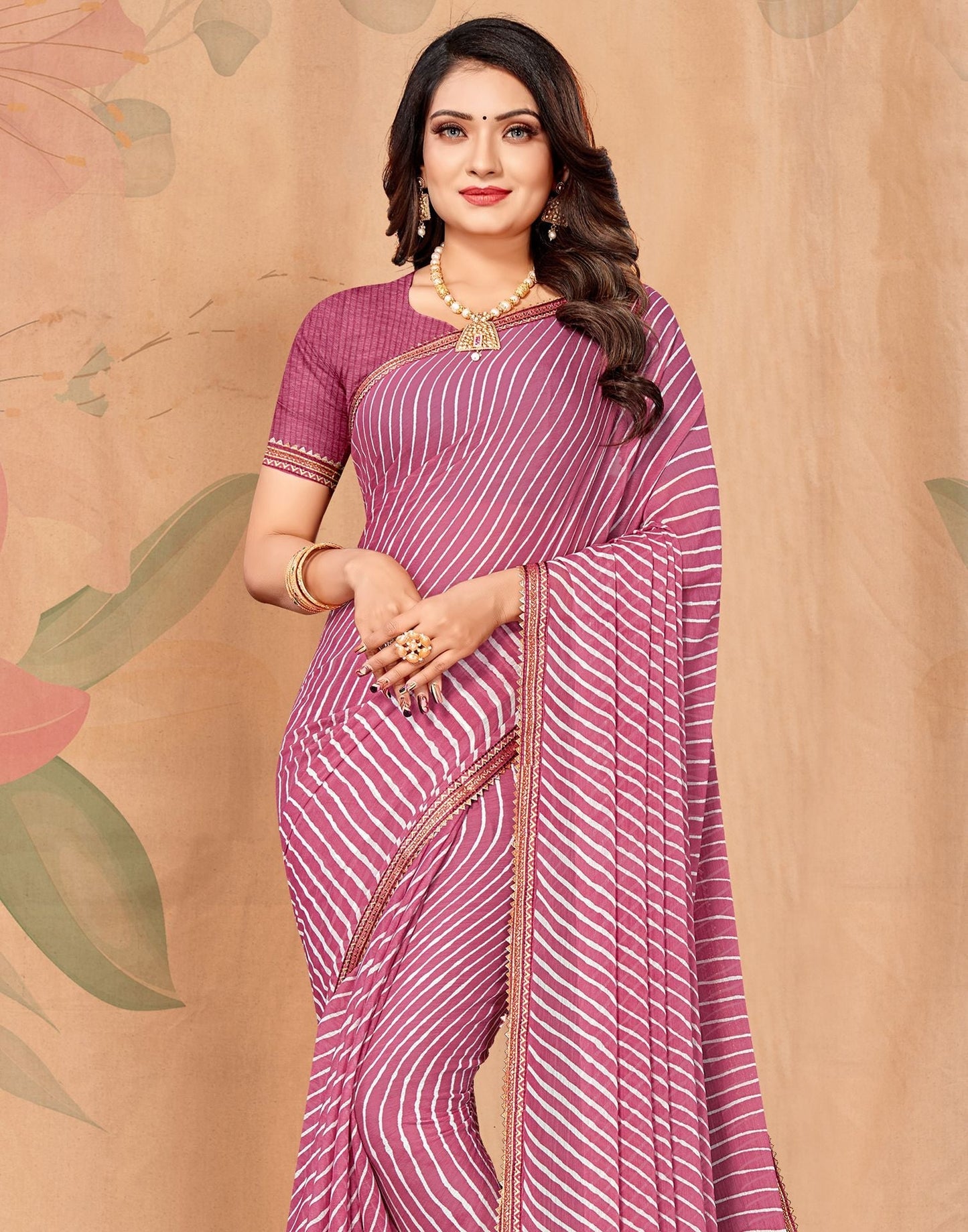 Dusty Pink Printed Saree | Leemboodi