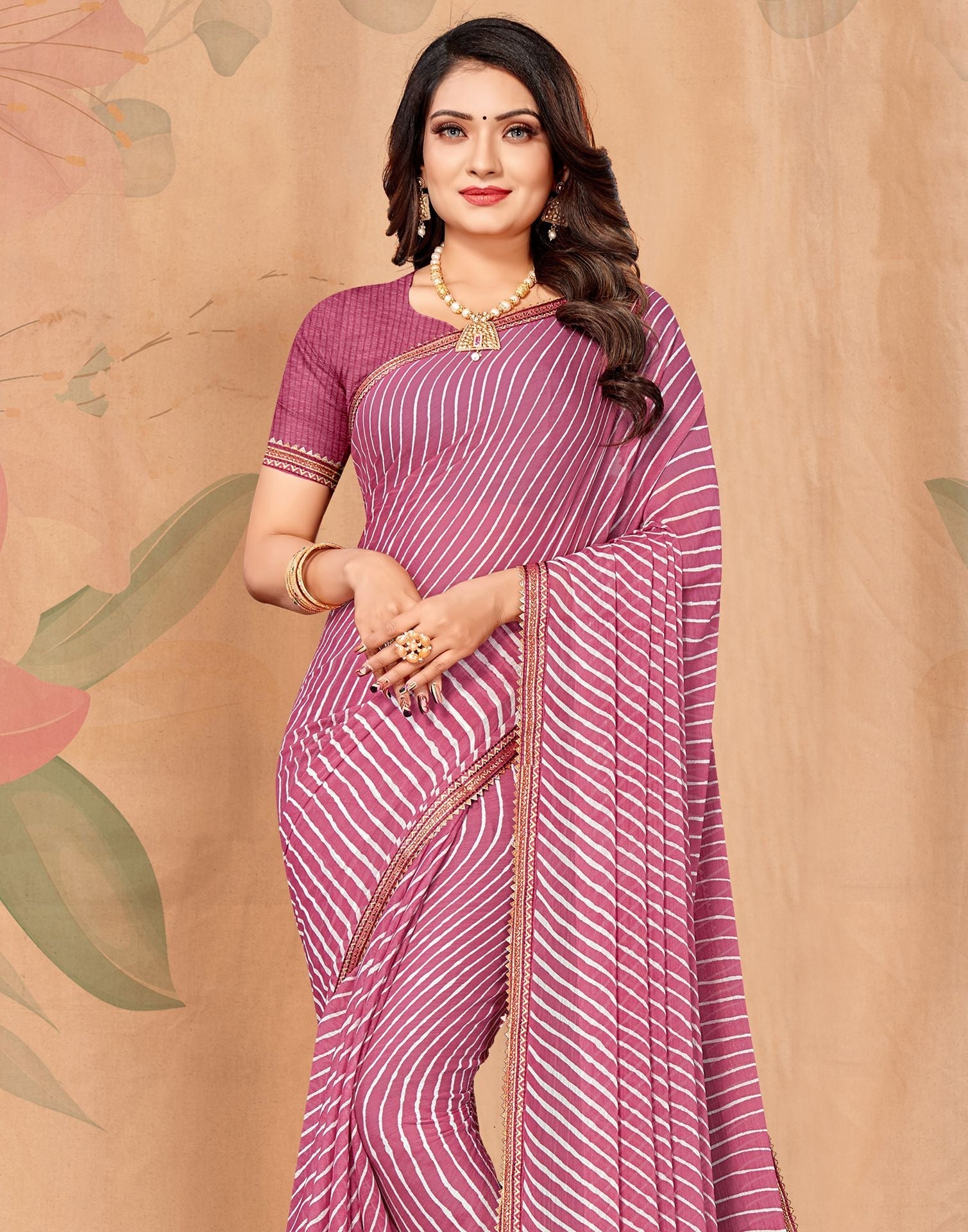 Dusty Pink Printed Saree | Leemboodi