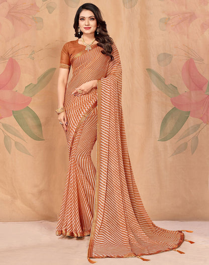 Light Orange Printed Saree | Leemboodi