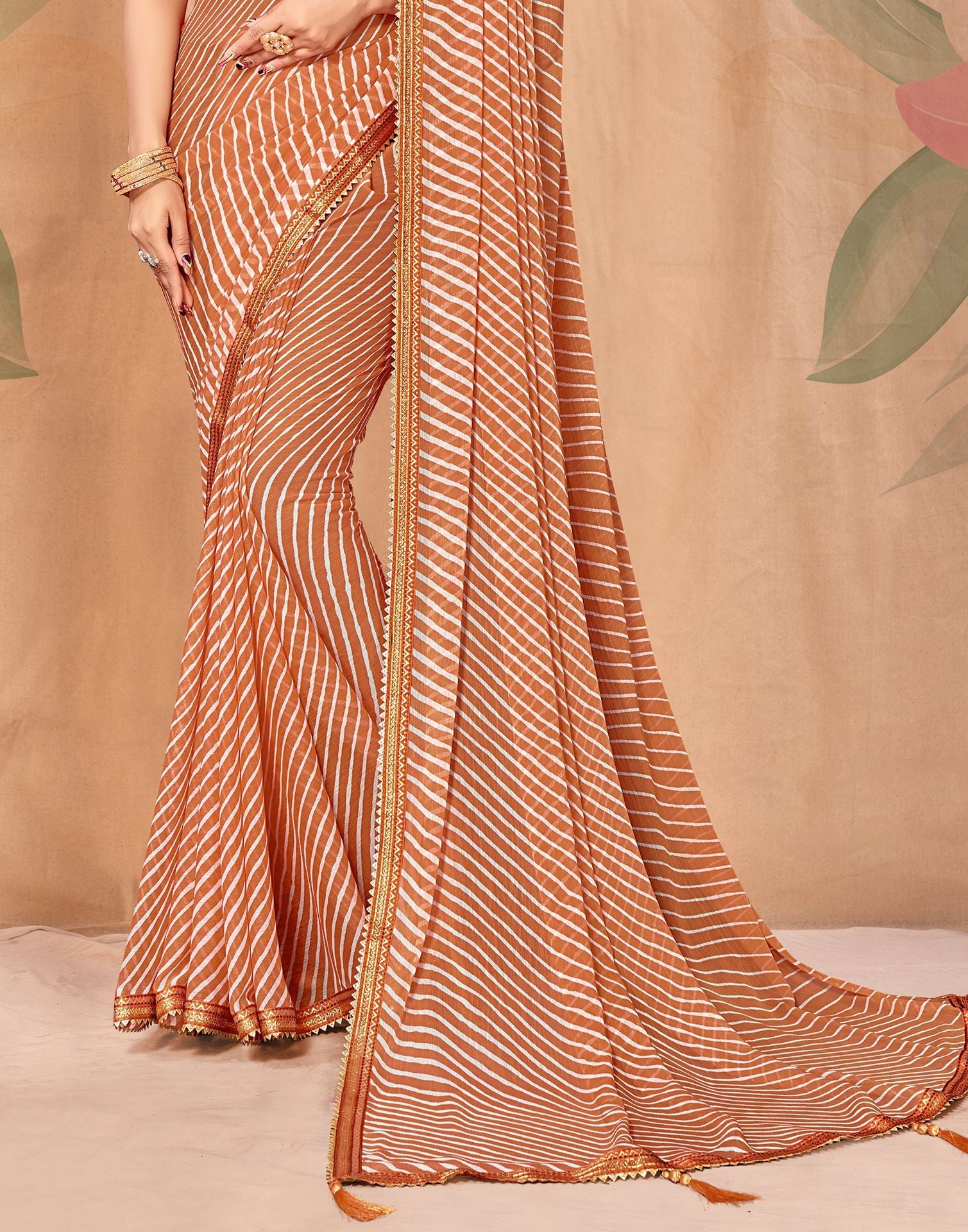 Light Orange Printed Saree | Leemboodi