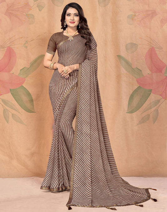 Brown Printed Saree | Leemboodi