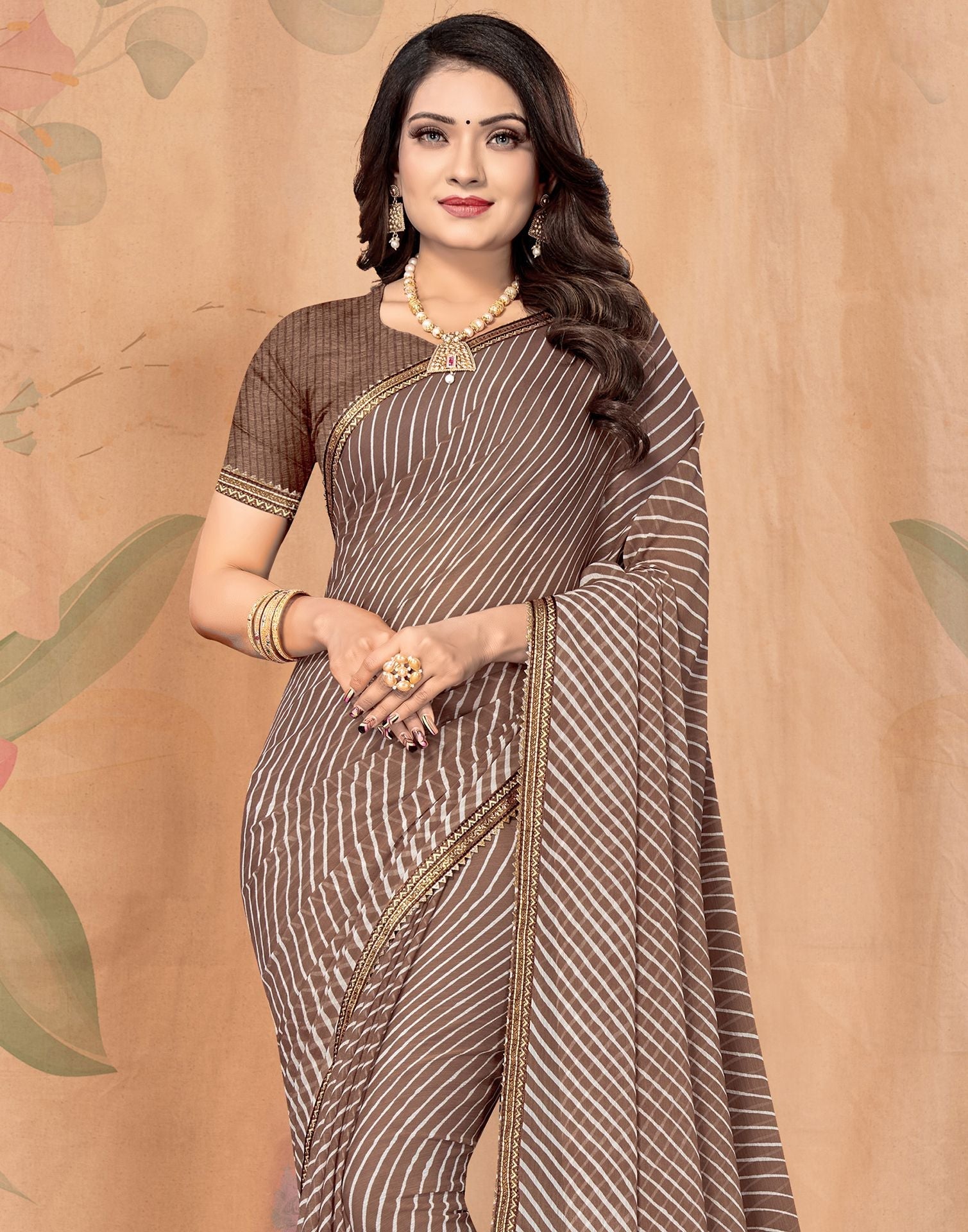 Brown Printed Saree | Leemboodi